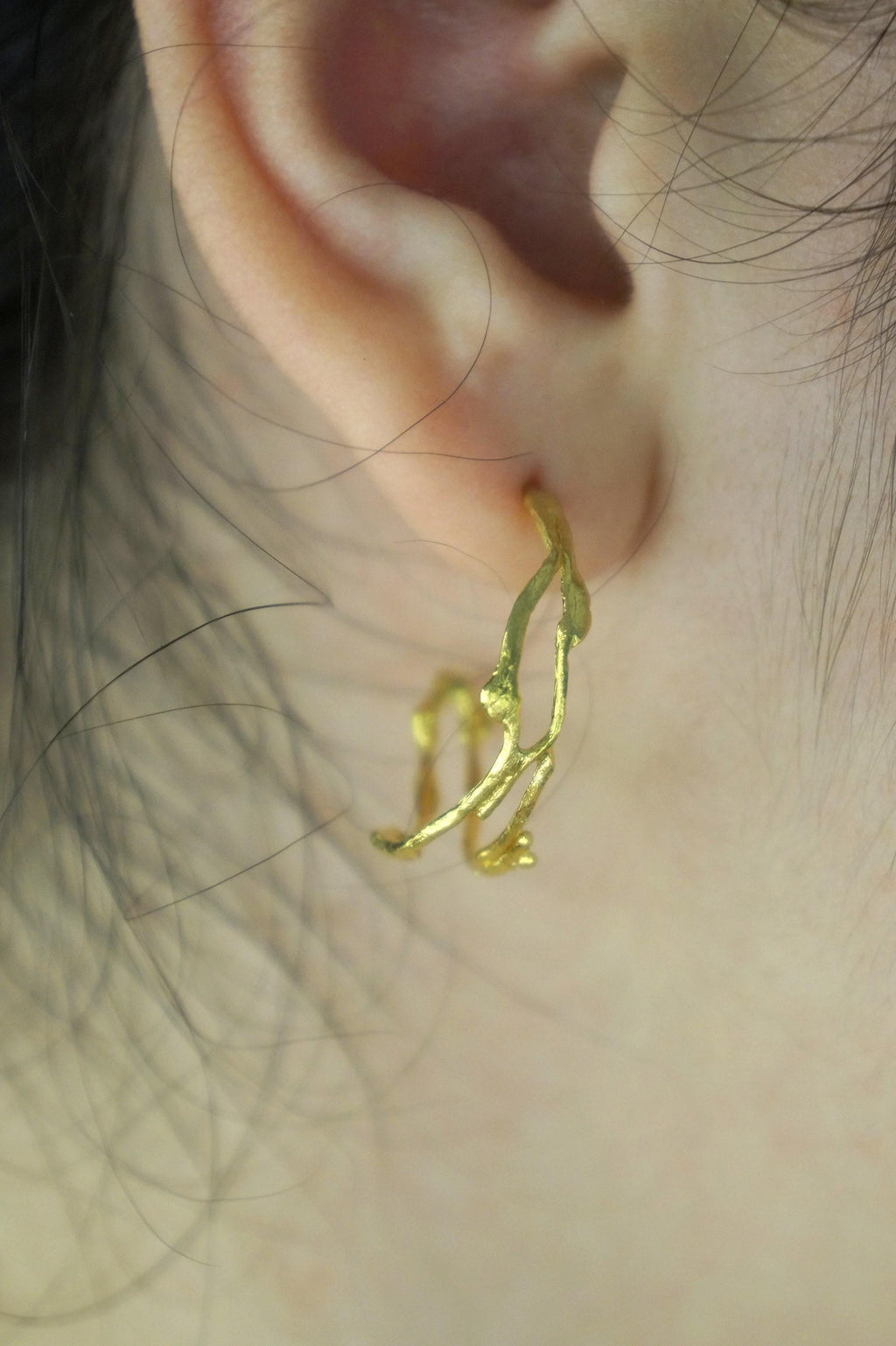 Silver Jasmine Branch Hoop Earrings