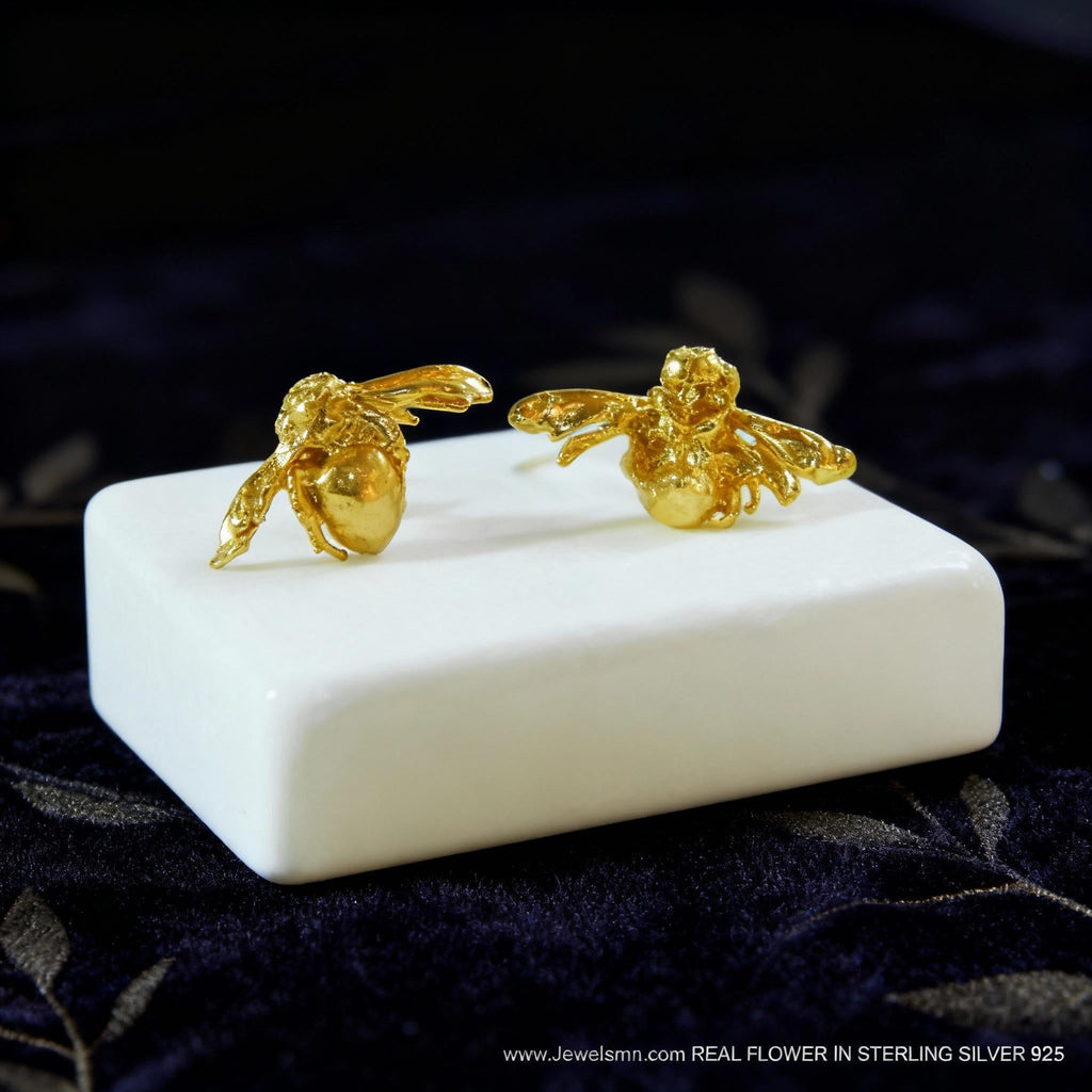Gold-Plated Bee Stud Earrings