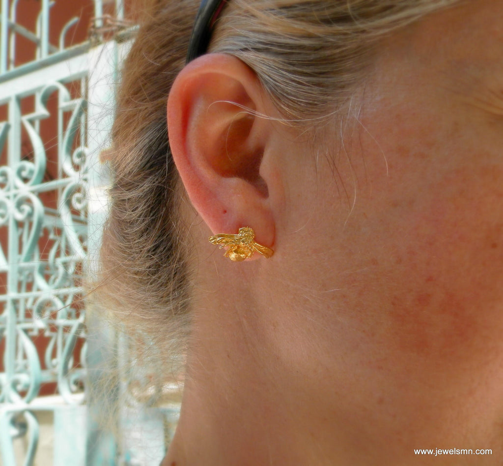 Gold-Plated Bee Stud Earrings