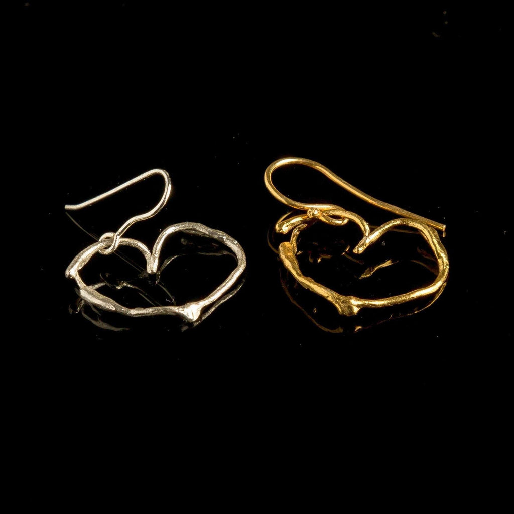 Gold Heart Twig Earrings