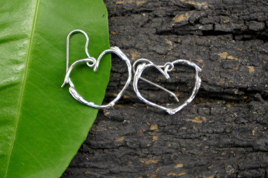 Gold Heart Twig Earrings