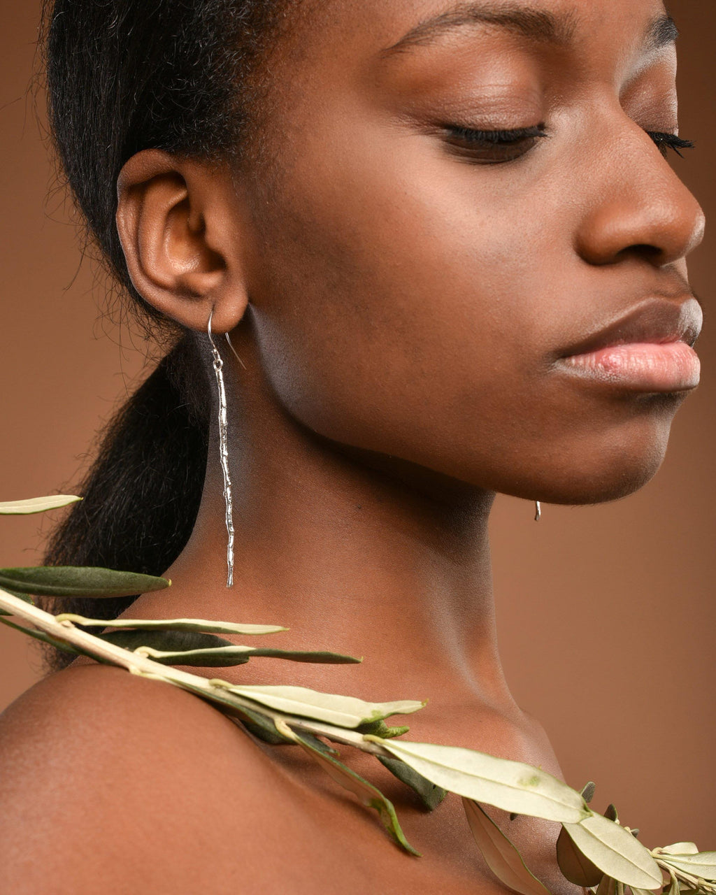 OLIVE branch sterling silver earrings
