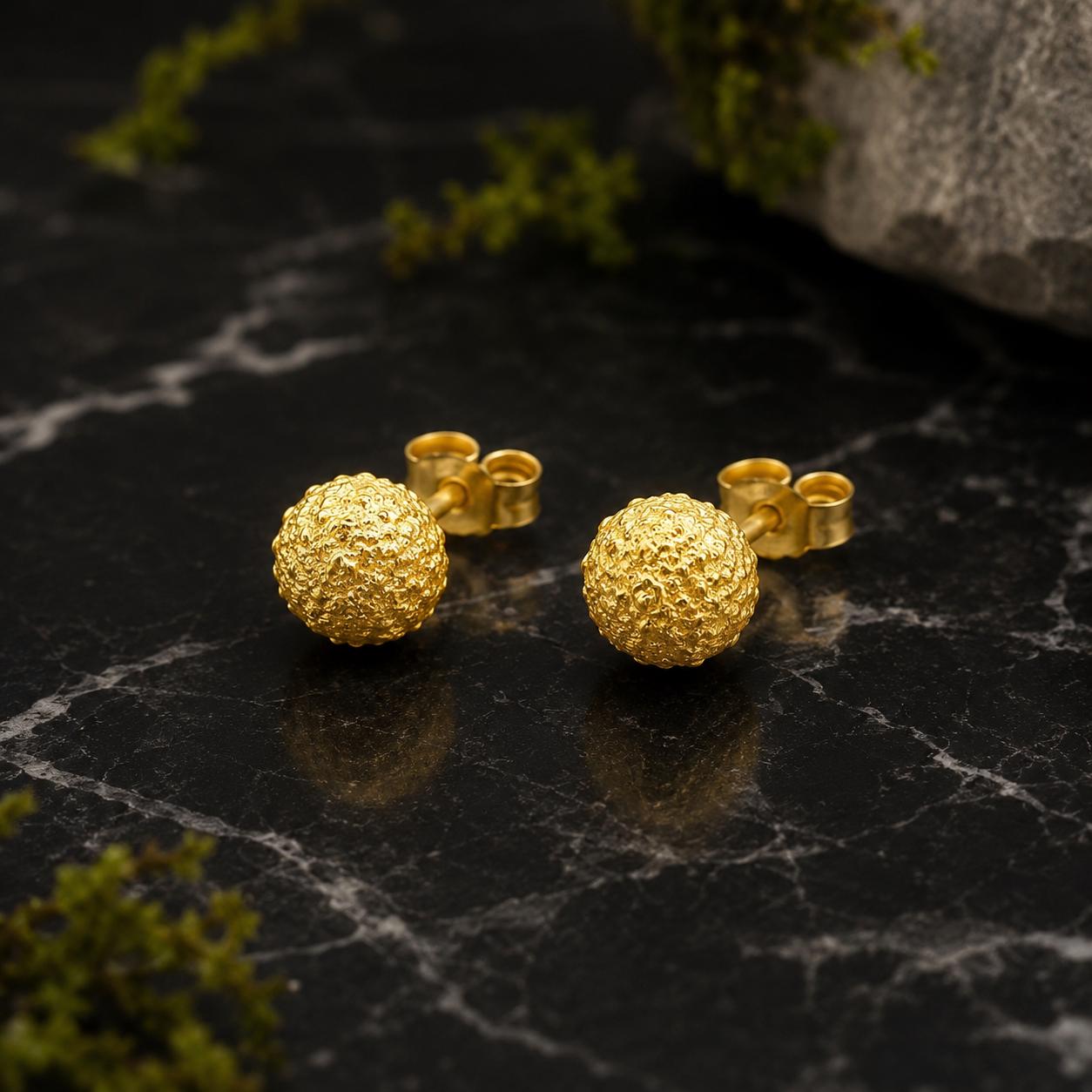 URCHIN sea-inspired sterling silver stud earrings