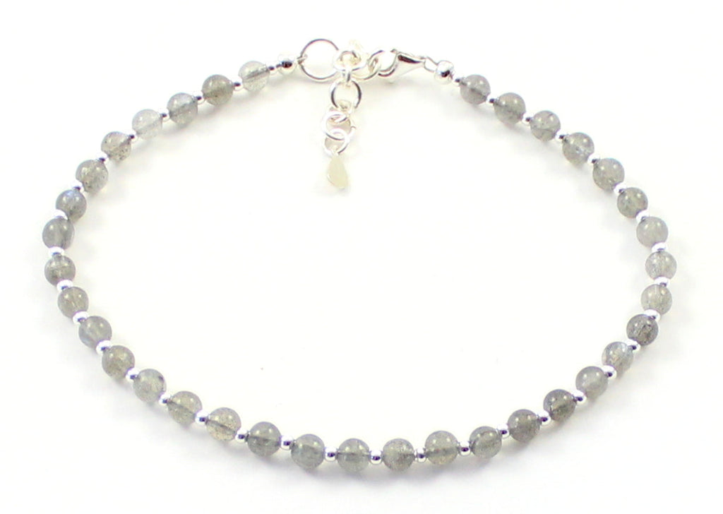 Labradorite Minimalist Anklet With Silver