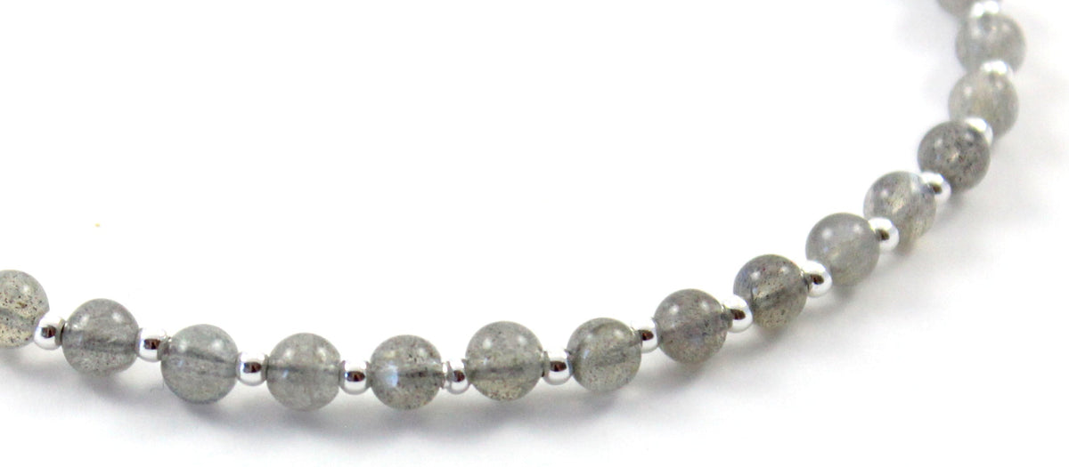 Labradorite Minimalist Anklet With Silver