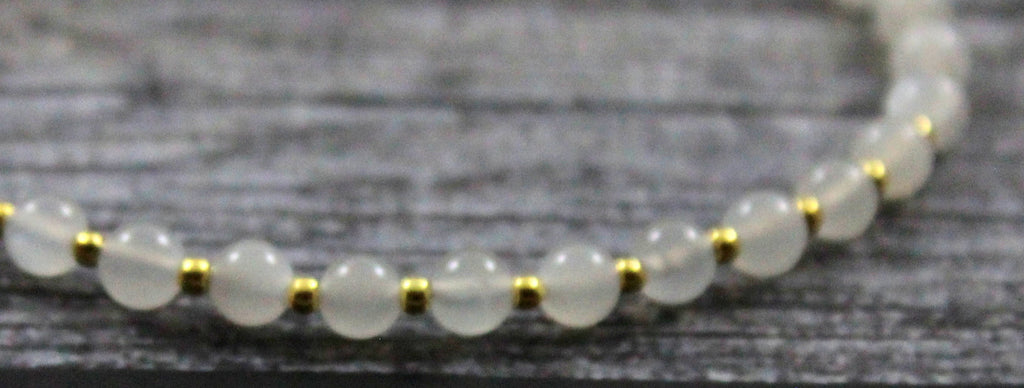 Moonstone Minimalist White Anklet With Silver