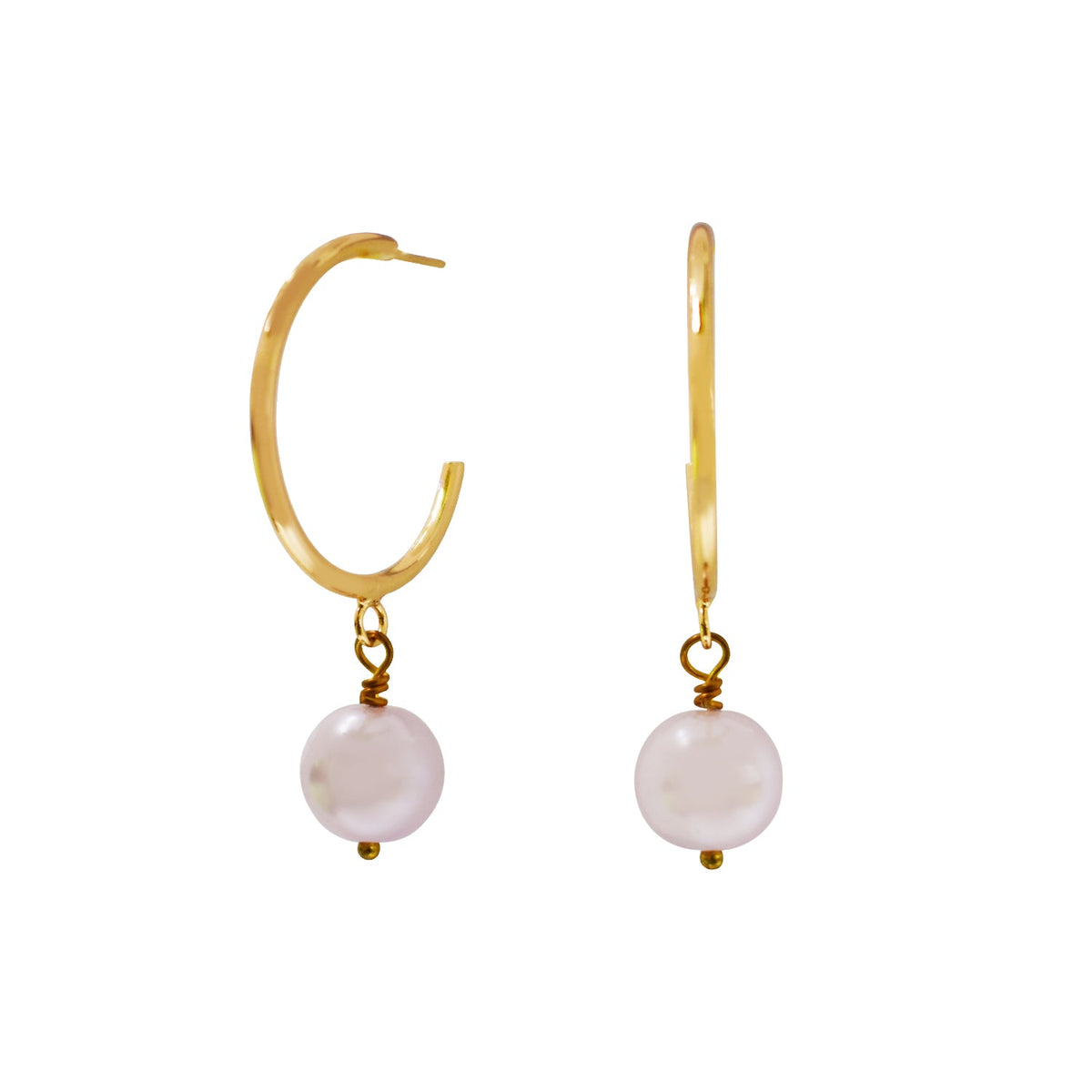 Pink Pearl Hoop Earrings