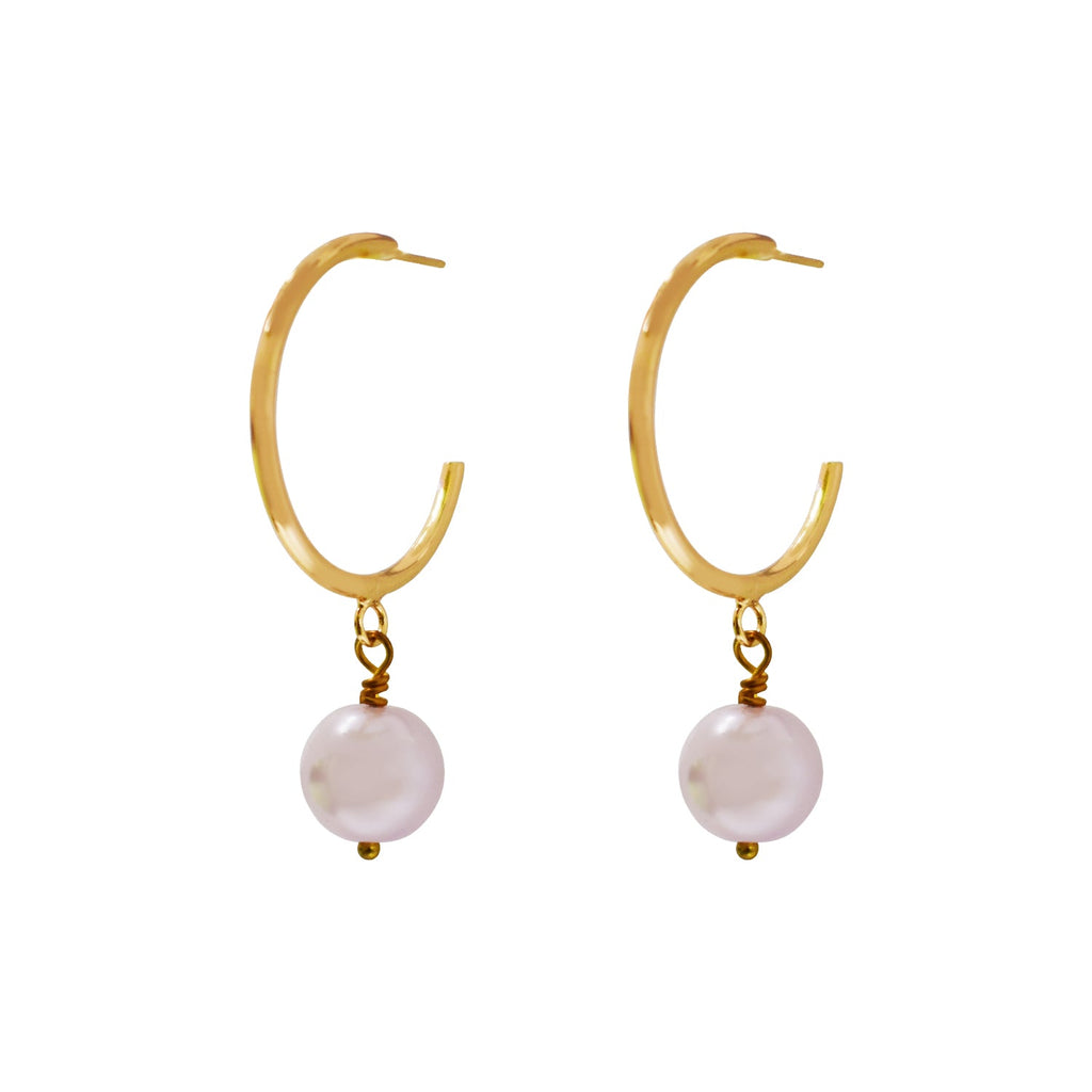 Pink Pearl Hoop Earrings