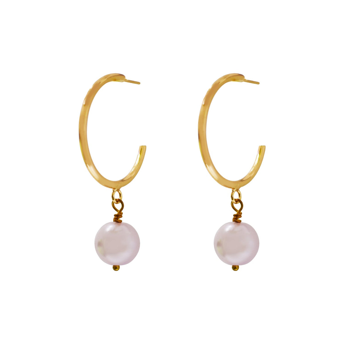 Pink Pearl Hoop Earrings