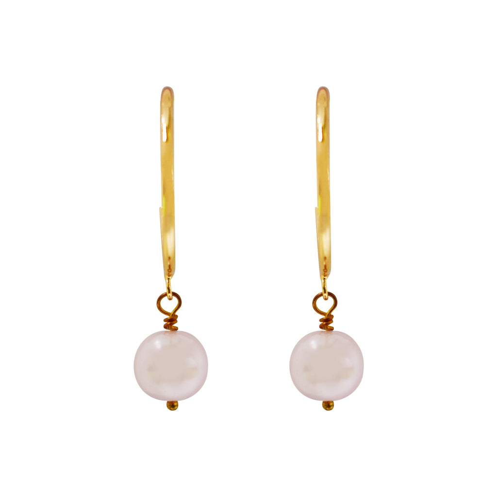 Pink Pearl Hoop Earrings