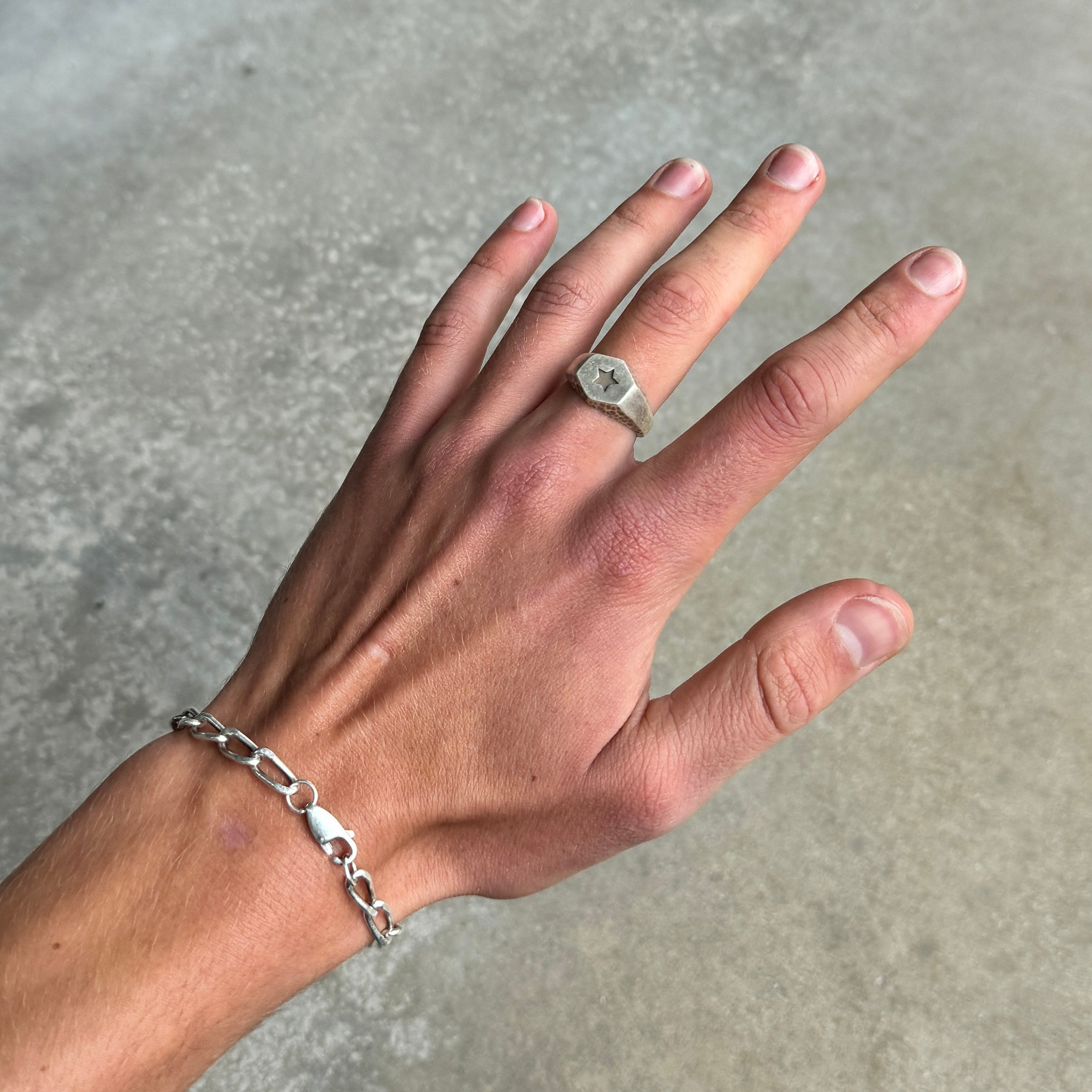 Signet Star Silver Ring